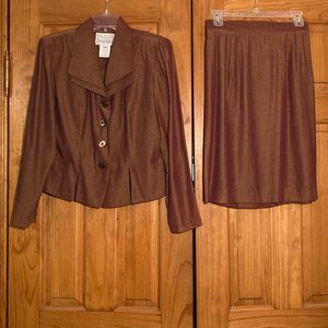 NWOT Dani Max Lois Snyder Vintage 80s Skirt Suit Set Brown Size 10